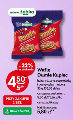 Wafle kukurydziane z czekoladą i posypką karmelową promocja w Żabka