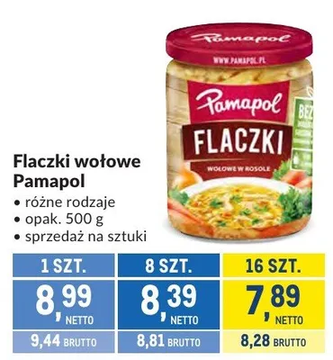 Flaczki wołowe Pamapol różne rodzaje promocja w Makro