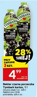 Nektar czarna porzeczka Tymbark karton promocja w Twój Market