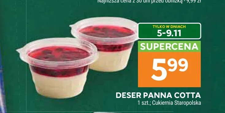 Deser panna cotta Cukiernia Staropolska promocja w Stokrotka