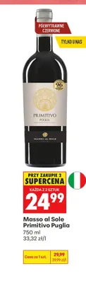 Wino czerwone Masso al Sole Primitivo Puglia promocja w Biedronka