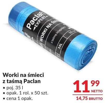 Worki na śmieci z taśmą Paclan promocja w Makro