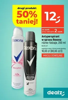 Antyperspirant w sprayu Rexona różne rodzaje promocja w Dealz