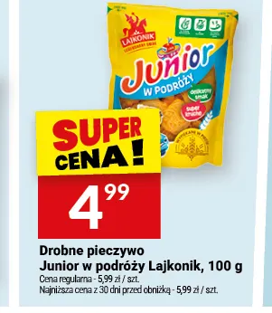 Drobne pieczywo Junior w podróży Lajkonik promocja w Twój Market