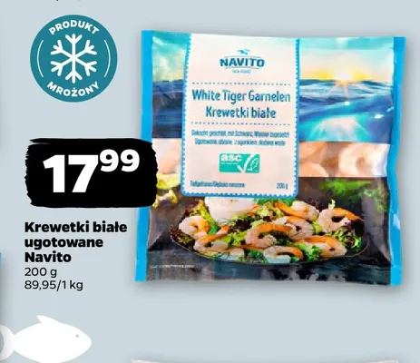 Krewetki białe ugotowane Navito promocja w Netto