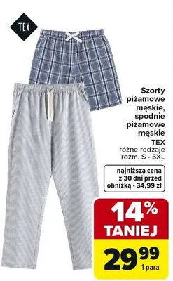 Szorty piżamowe męskie, spodnie piżamowe męskie różne rodzaje rozm. S - 3XL promocja w Carrefour