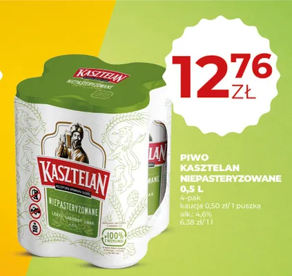 Piwo Kasztelan Niepasteryzowane 4-pak promocja w Duży Ben