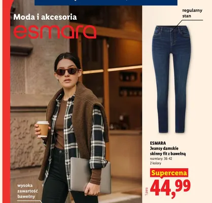 Jeansy damskie skinny fit z bawełną Esmara promocja w Lidl