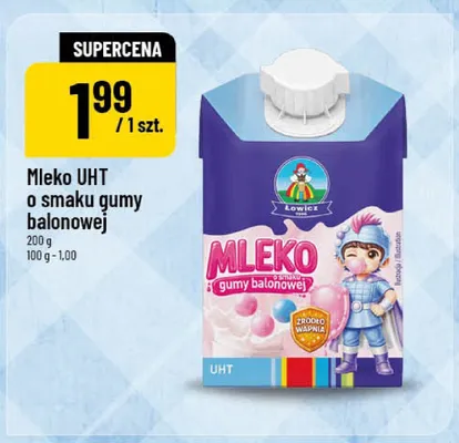 Mleko UHT o smaku gumy balonowej Łowicz promocja w POLOmarket