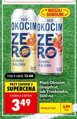 Piwo bezalkoholowe Okocim Zero Pomarańcza Grejpfrut promocja w Biedronka