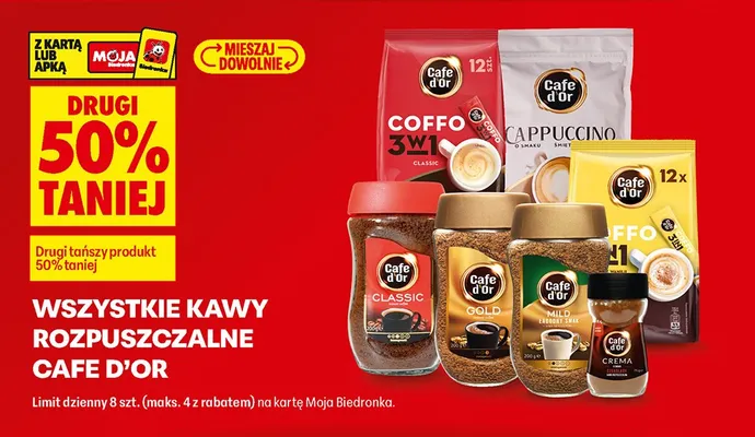 Wszystkie kawy rozpuszczalne Cafe d'Or DRUGA -50% promocja w Biedronka