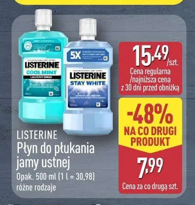 Płyn do płukania jamy ustnej Listerine Stay White promocja w Aldi