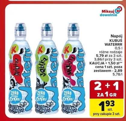 Napój Kubuś Waterrr Jabłko promocja w Carrefour Market