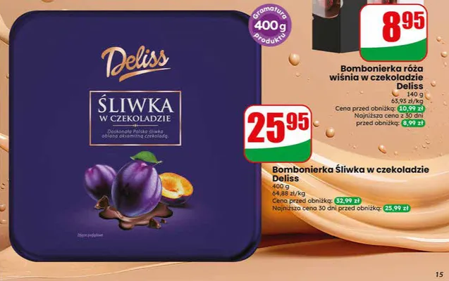 Bombonierka Śliwka w czekoladzie Deliss promocja w Dino