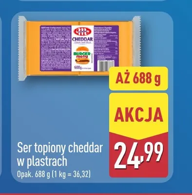 Ser topiony cheddar w plastrach promocja w Aldi