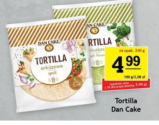 Tortilla szpinakowa Dan Cake promocja w Gram Market