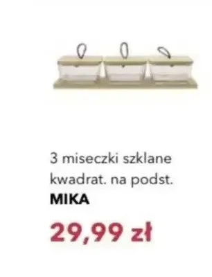 3 miseczki szklane kwadratowe na podstawce Mika promocja w Nela