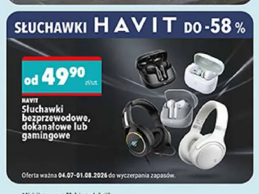 Słuchawki bezprzewodowe dokanałowe Havit promocja w Biedronka