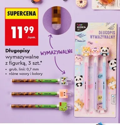 Długopisy wymazywalne z figurką Kidea promocja w Biedronka
