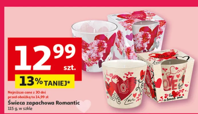 Świeca zapachowa Romantic 115 g, w szkle promocja w Auchan