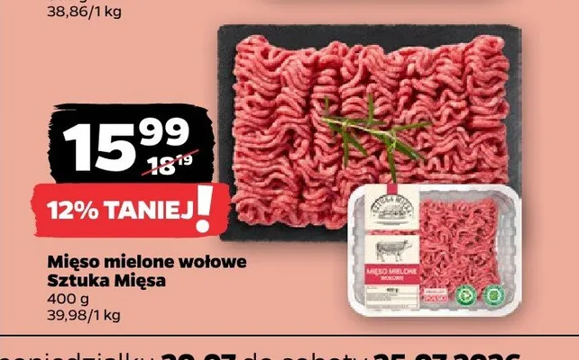 Mięso mielone wołowe Sztuka Mięsa promocja w Netto