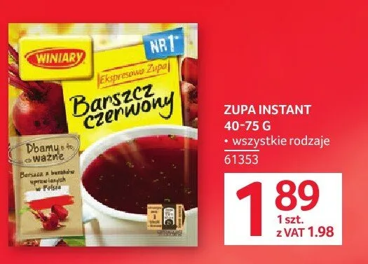 Zupa instant Barszcz Czerwony Winiary promocja w Selgros