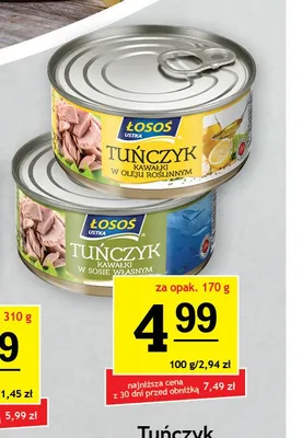 Tuńczyk kawałki w oleju roślinnym Łosoś promocja w Gram Market