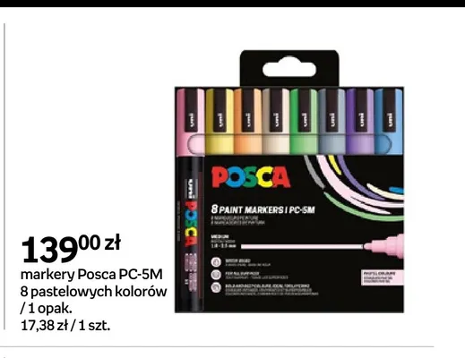 Markery Posca PC-5 m 8 pastelowych kolorów promocja w Empik