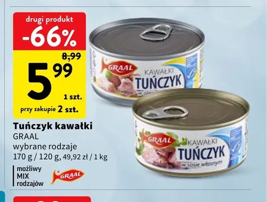 Tuńczyk kawałki w oleju Graal promocja w Intermarche