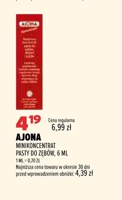 Minikoncentrat pasty do zębów Ajona promocja w Drogerie Natura