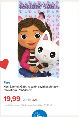 Ręcznik szybkoschnący Faro Koci Domek Gabi mikrofibra 70x140 cm promocja w Smyk