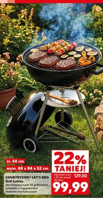 Grill kulisty COUNTRYSIDE LET'S BBQ śr. 44cm wym. 48x84x52cm promocja w Kaufland