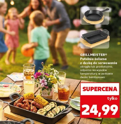 Patelnia żeliwna z deską do serwowania okrągła GRILLMEISTER promocja w Kaufland