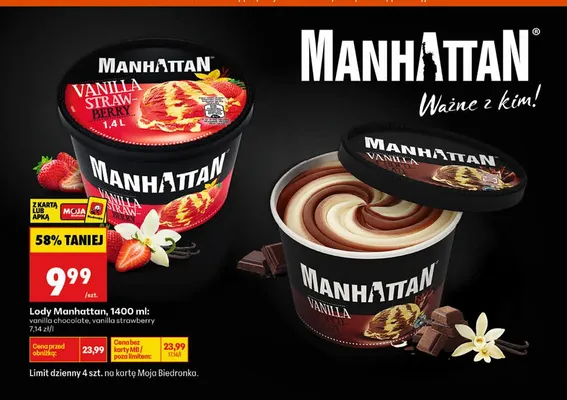 Lody Manhattan Vanilla Strawberry promocja w Biedronka