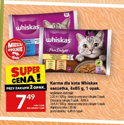 Karma dla kota Whiskas saszetka 4-pak promocja w Twój Market