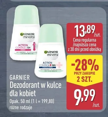 Dezodorant w kulce dla kobiet Garnier promocja w Aldi