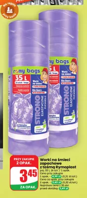 Worki na śmieci zapachowe z taśmą Rymoplast 35 l promocja w Dino