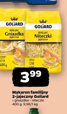 Makaron familijny 2-jajeczny gniazdka Goliard promocja w Netto