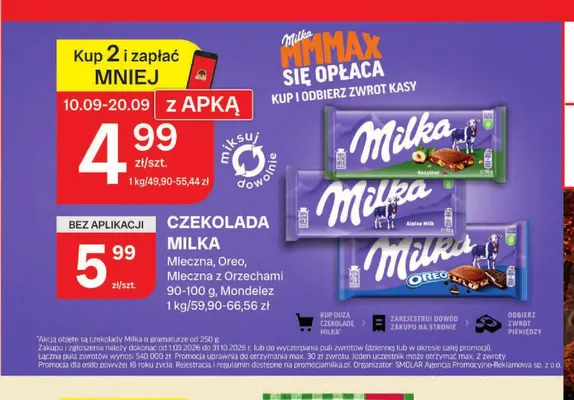 Czekolada mleczna Milka promocja w Chorten