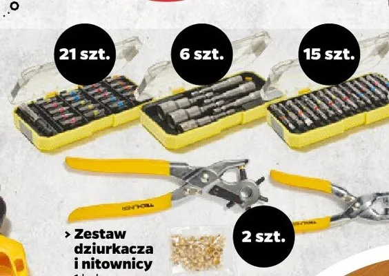 Zestaw dziurkacza i nitownicy Techliner promocja w Netto