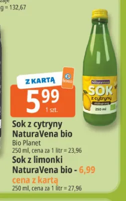 Sok z cytryny NaturaVena bio Bio Planet promocja w Leclerc