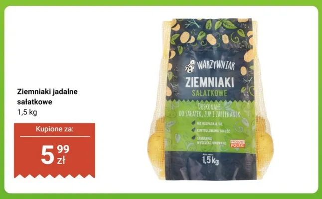Ziemniaki jadalne sałatkowe Warzywniak polskie promocja w Biedronka