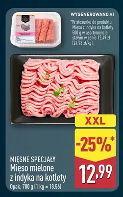 Mięso mielone z indyka na kotlety Mięsne Specjały promocja w Aldi