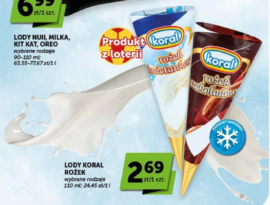 Lody Koral Rożek śmietankowy promocja w ABC