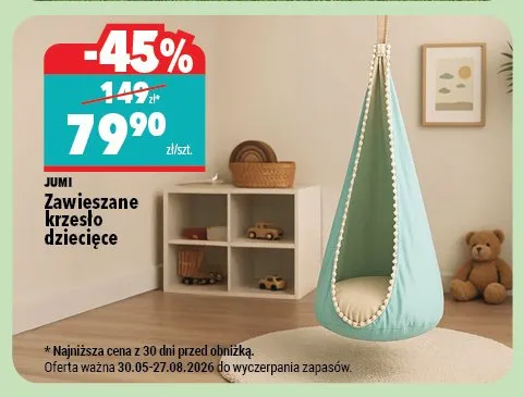 Zawieszane krzesło dziecięce Jumi promocja w Biedronka Home