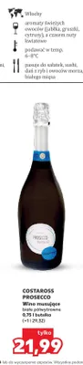 Wino musujące Costaross Prosecco białe półwytrawne promocja w Kaufland