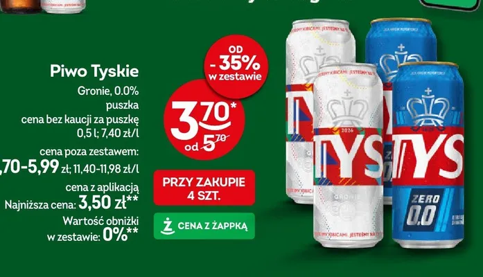 Piwo Tyskie promocja w Żabka