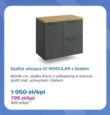 Szafka wisząca IO Modular z blatem grafit mat promocja w Blu Salony Łazienek