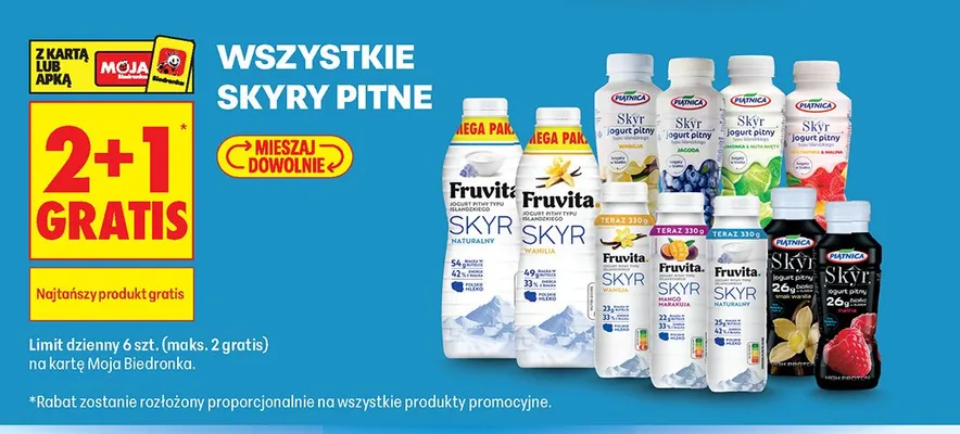 Jogurt pitny Skyr Piątnica jagoda promocja w Biedronka