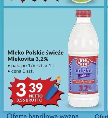 Mleko Polskie świeże Mlekovita 3,2% promocja w Makro